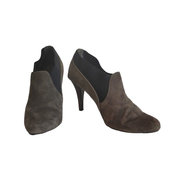 Apt. 9 Women's Olive Grey Suede Leather High Heeled Ankle Bootie Size 8 - Picture 2 of 6